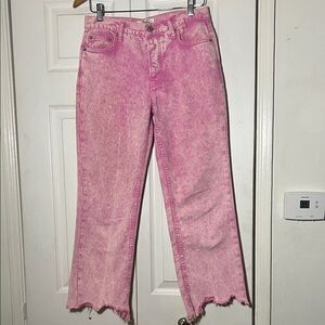 We the Free Pink Acid Wash Wide leg Jean 26